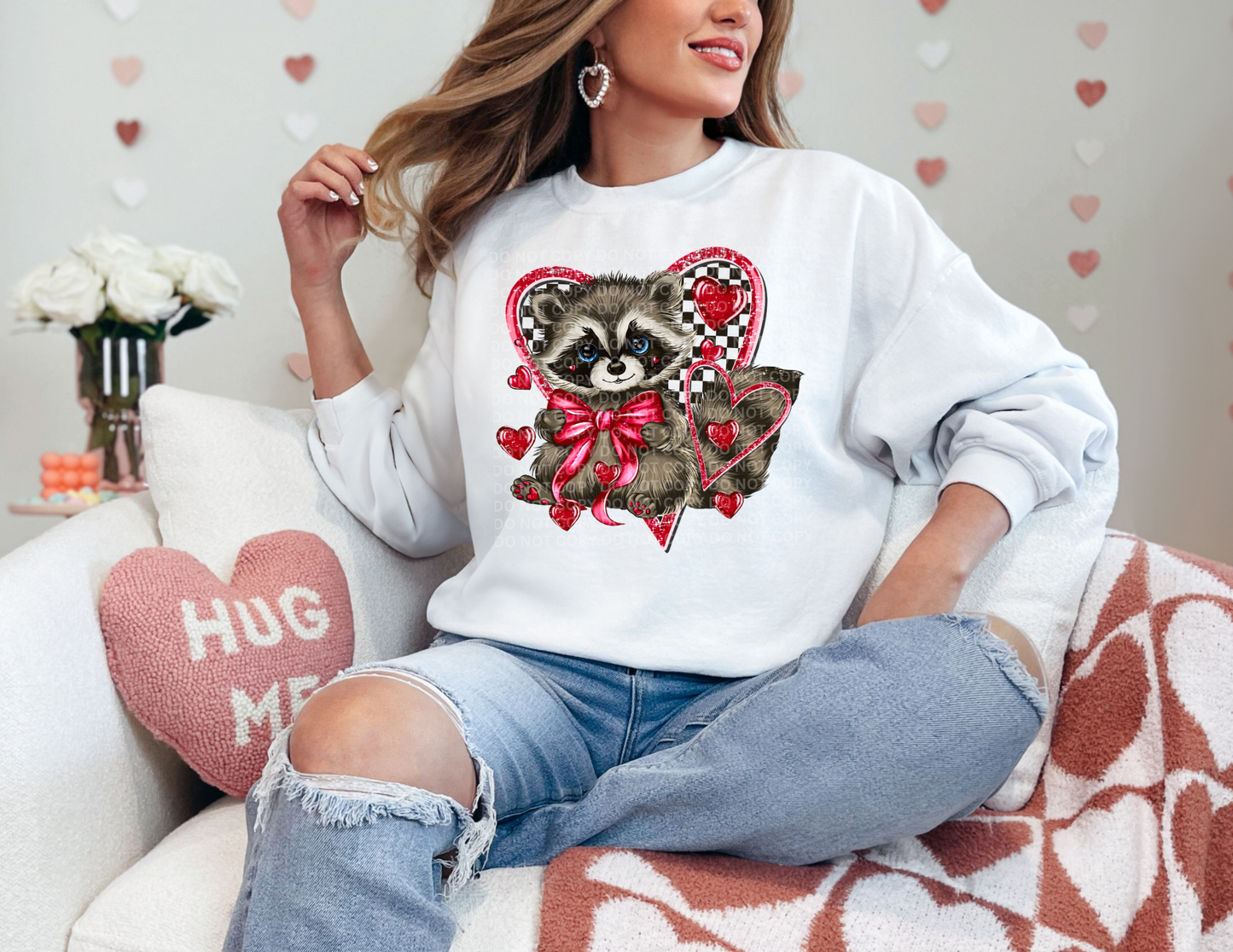 Valentine's Raccoon DTF Transfer