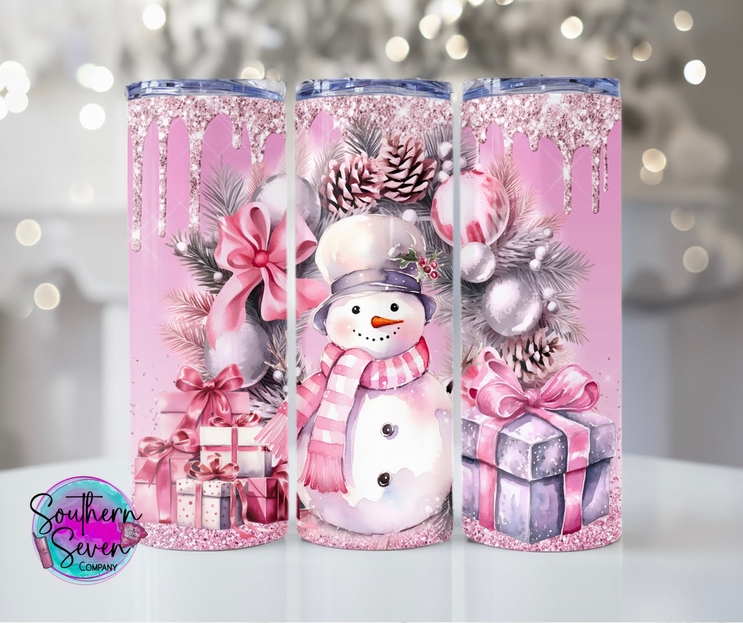 Pink Christmas Snowman