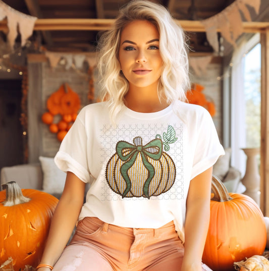 Faux Embroidery Seersucker Pumpkin