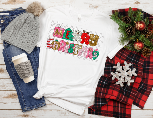 Glitter Merry Christmas Faux Sequence