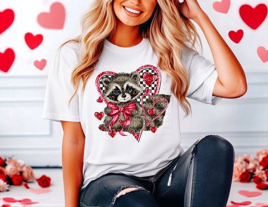 Raccoon Checkered Heart
