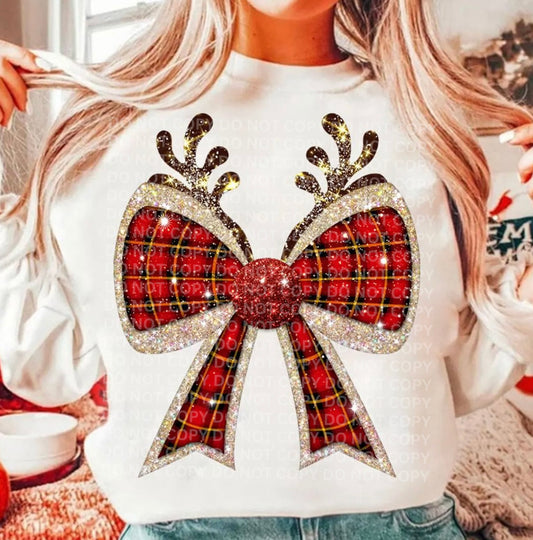 Glitter Red Plaid Bow
