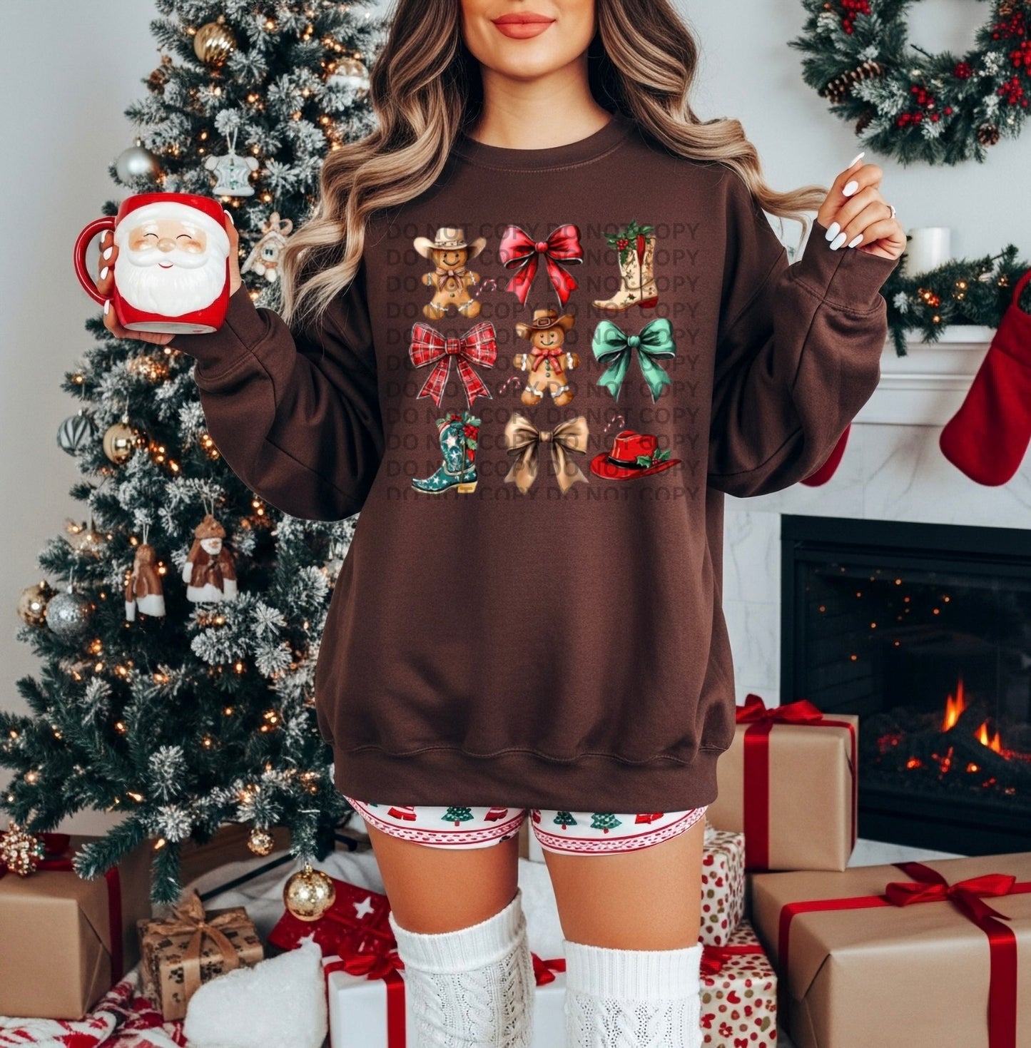Gingerbread Cowboy, Bows and Boots DTF Transfer