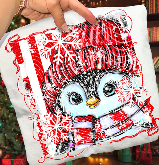 Christmas Penguin DTF Transfer