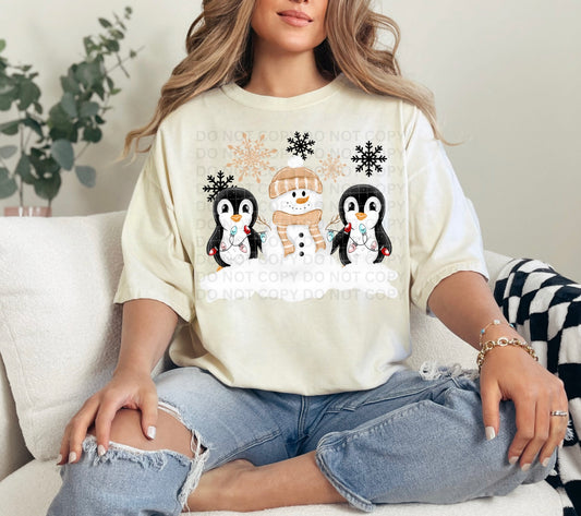 Tan Snowman and Penguins