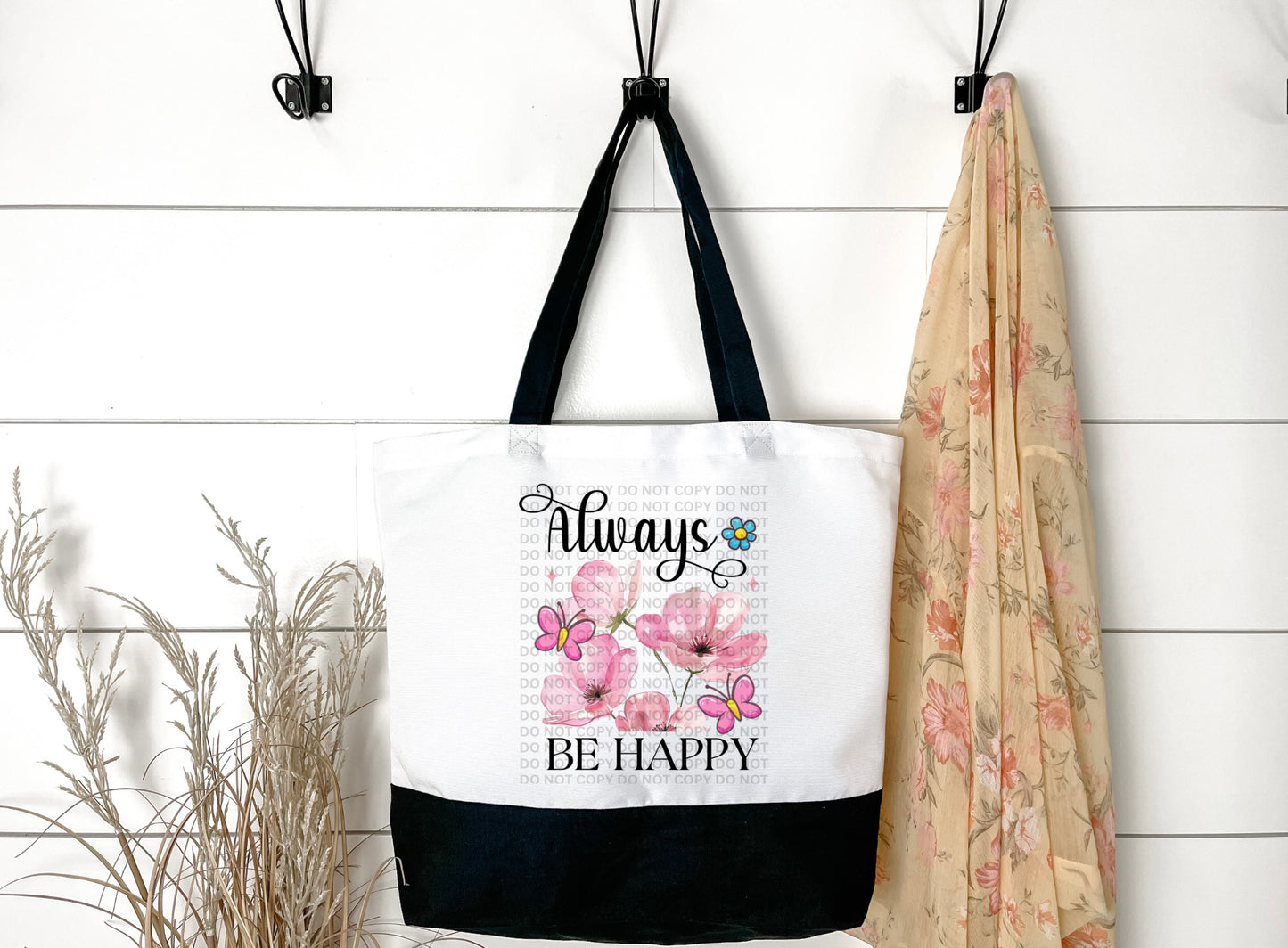 Always Be Happy Canvas Tote